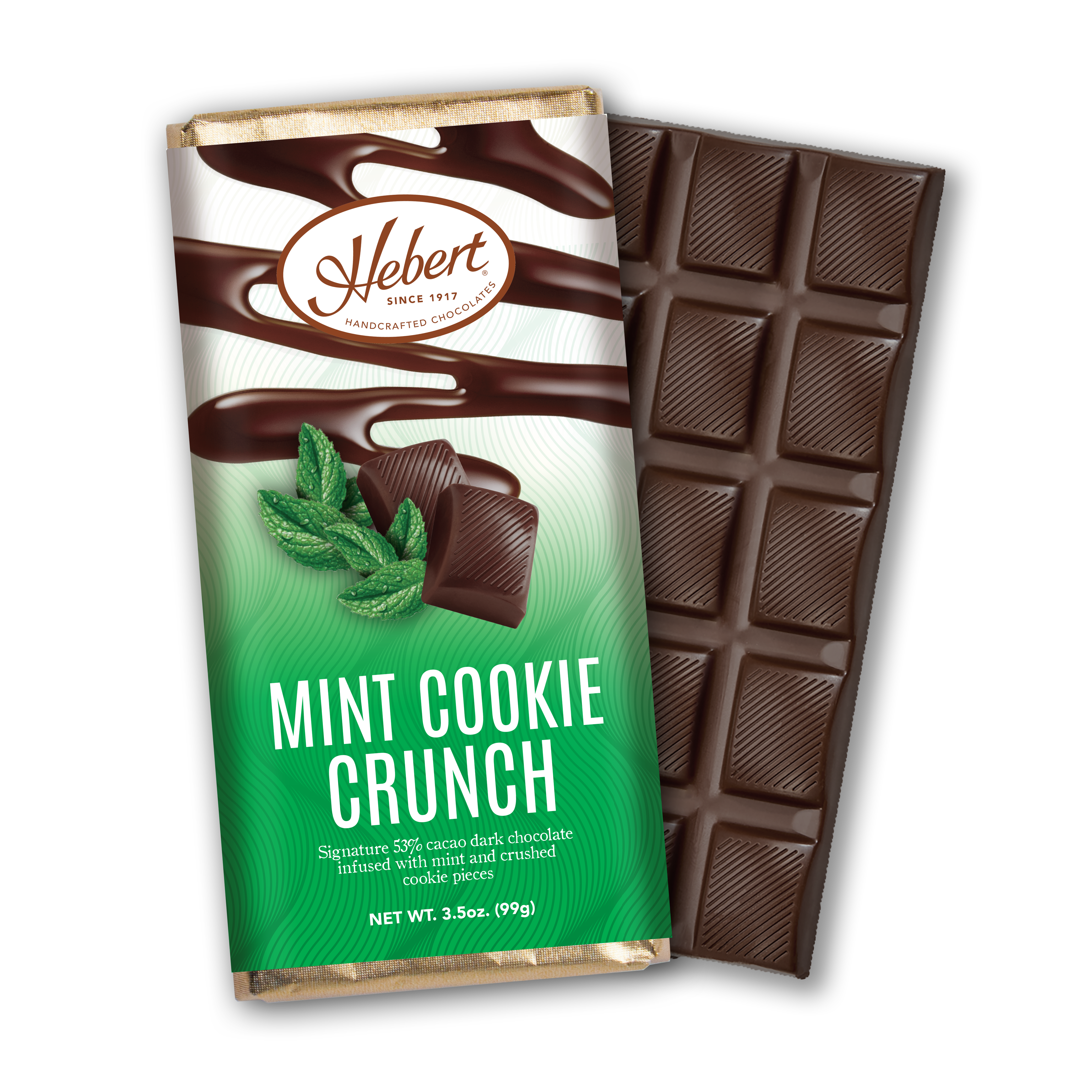 Mint Cookie Crunch Dark Chocolate Bar (3.5oz) – Hebert Candies & Gifts