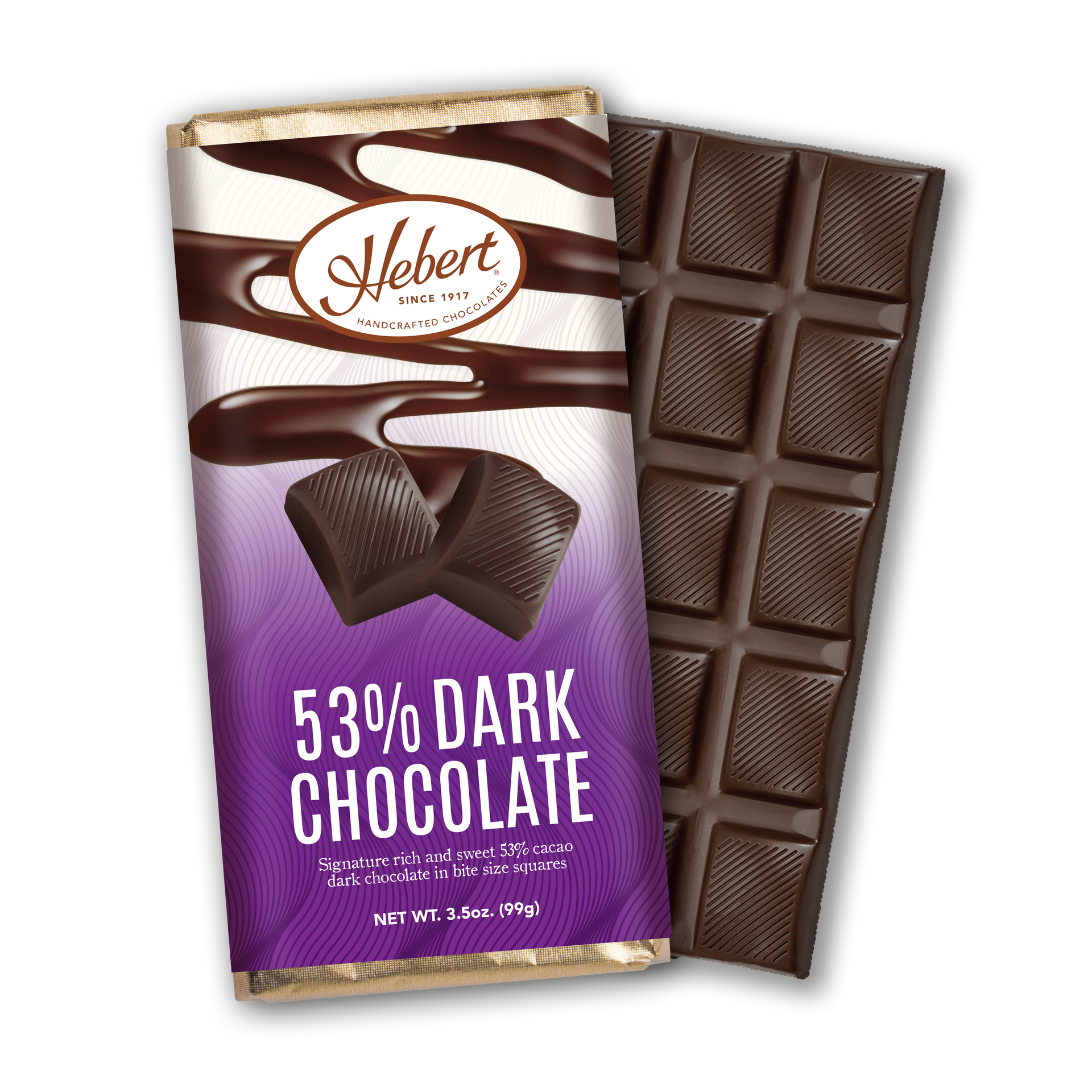 Solid 53% Cacao Dark Chocolate Bar (3.5oz) – Hebert Candies & Gifts