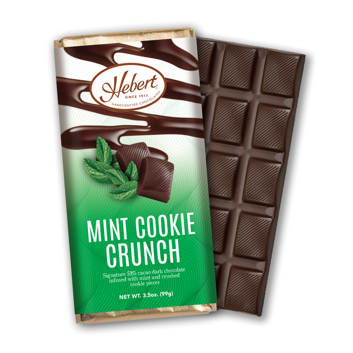 むぎちょこ Mint Cookie Crunch Dark Chocolate Bar (3.5oz) — Hebert Candies & Gifts