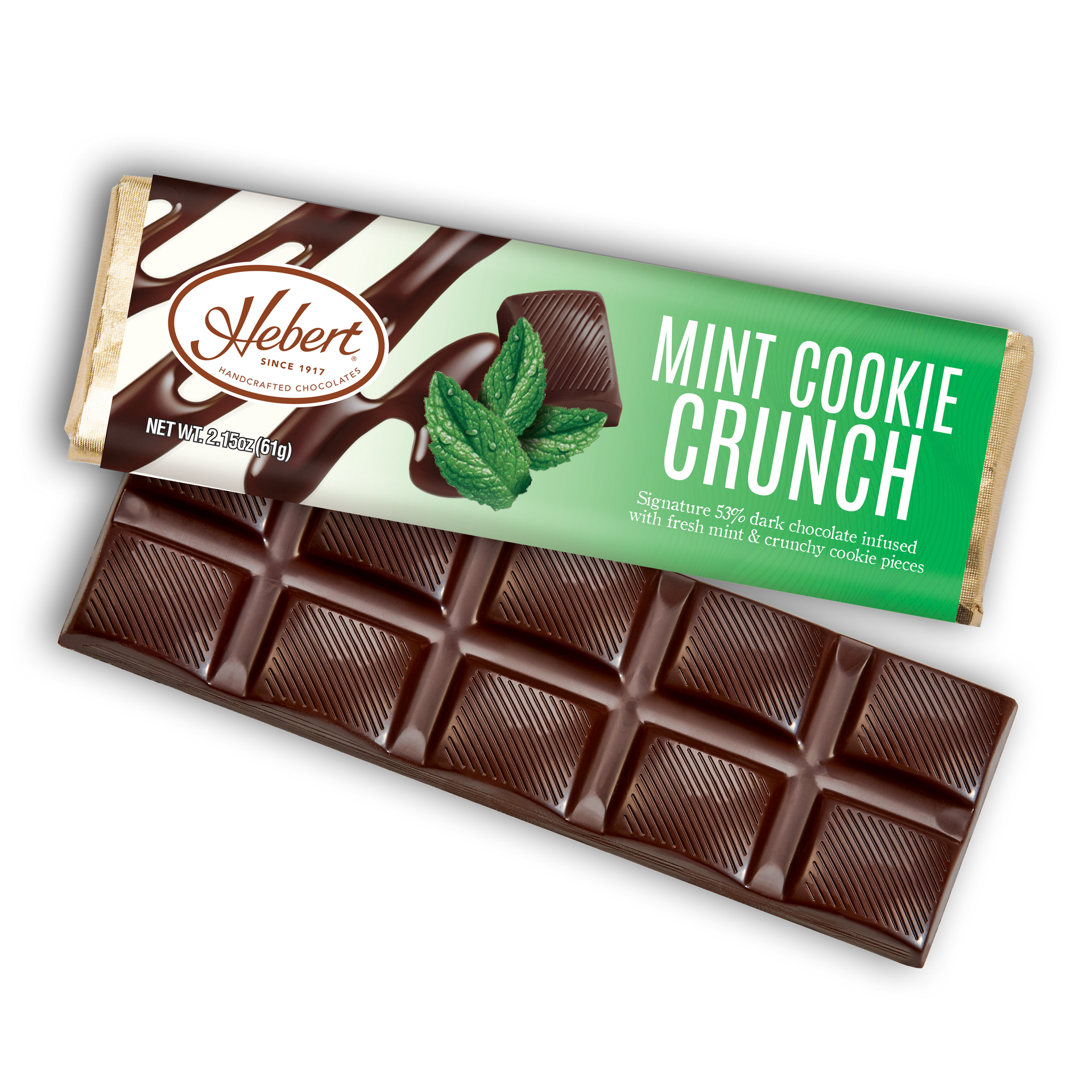 Mint Cookie Crunch Dark Chocolate Bar (2.15oz) – Hebert Candies